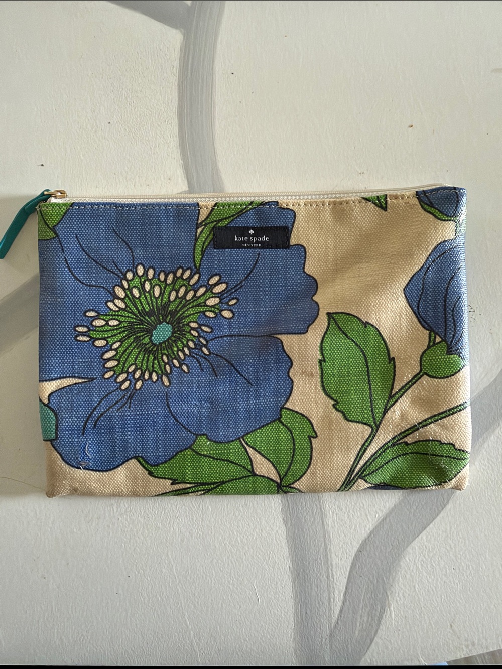 kate spade Blue and Green Floral Zip Pouch
